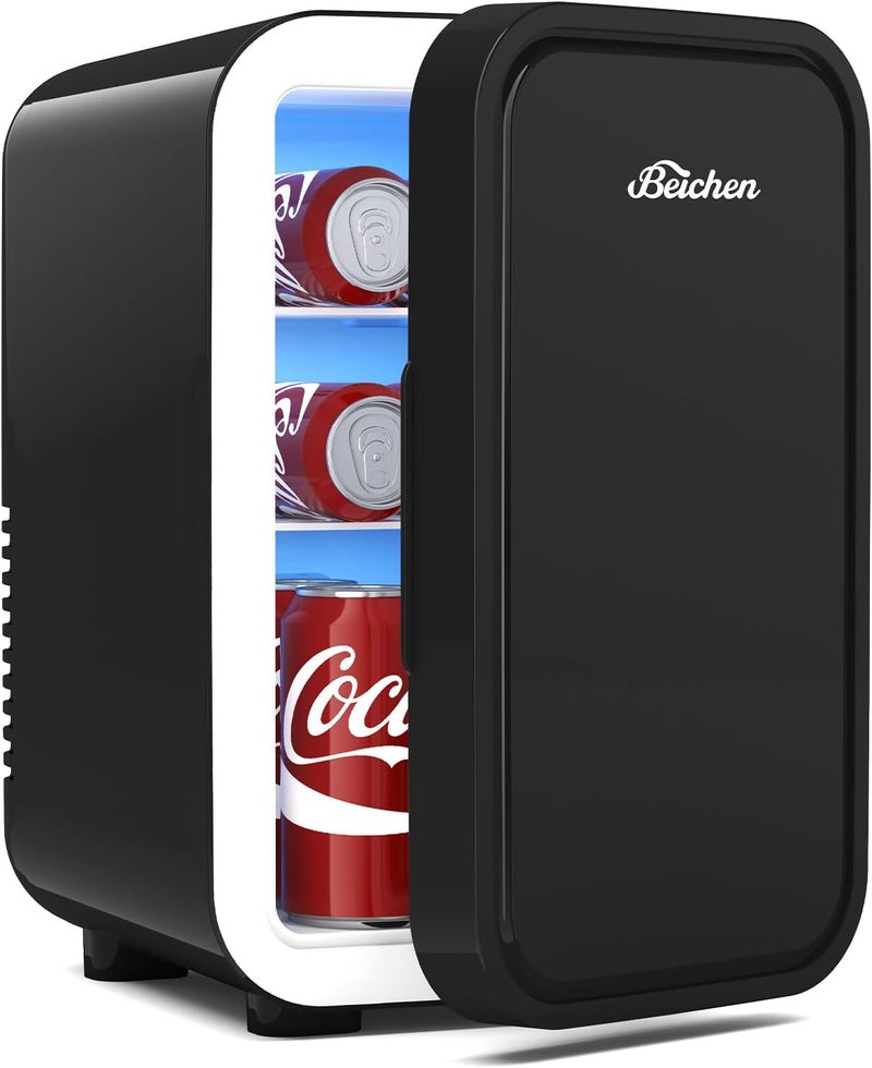 BEICHEN Mini Fridge,6 Liter / 8 Can Small Fridge for Bedroom, Car, Office & Dorm, AC100-120 V/DC 12 V Portable Thermoelectric Cooler & Warmer for Skincare, Food, Drinks,Black ﻿ - Image 1